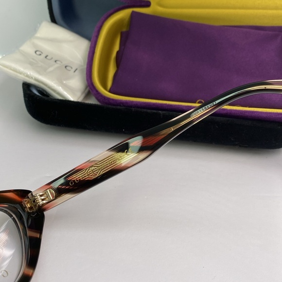 New Authentic GUCCI GG1083O 002 SHINY FLAMED BLACK AND PINK Eyeglasses - Picture 10 of 11